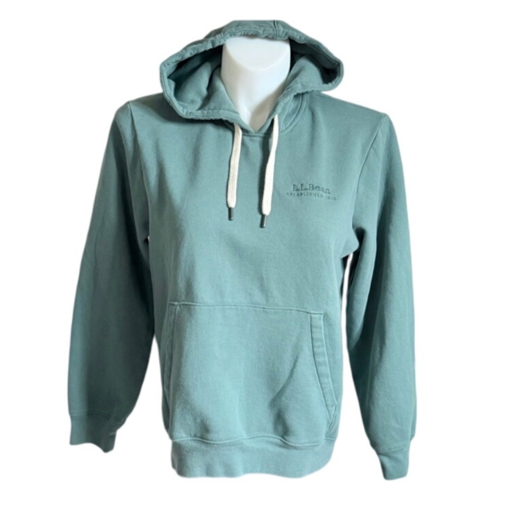 L.L. Bean Womens Medium Sage Green Fleece Pullover Hoodie Sweatshirt